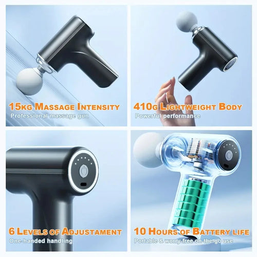 A Portable Electric Fascia Massage Gun, 4 Replaceable Massage Heads, 6-Speed Mode Adjustment, Deep Tissue Impact Muscles