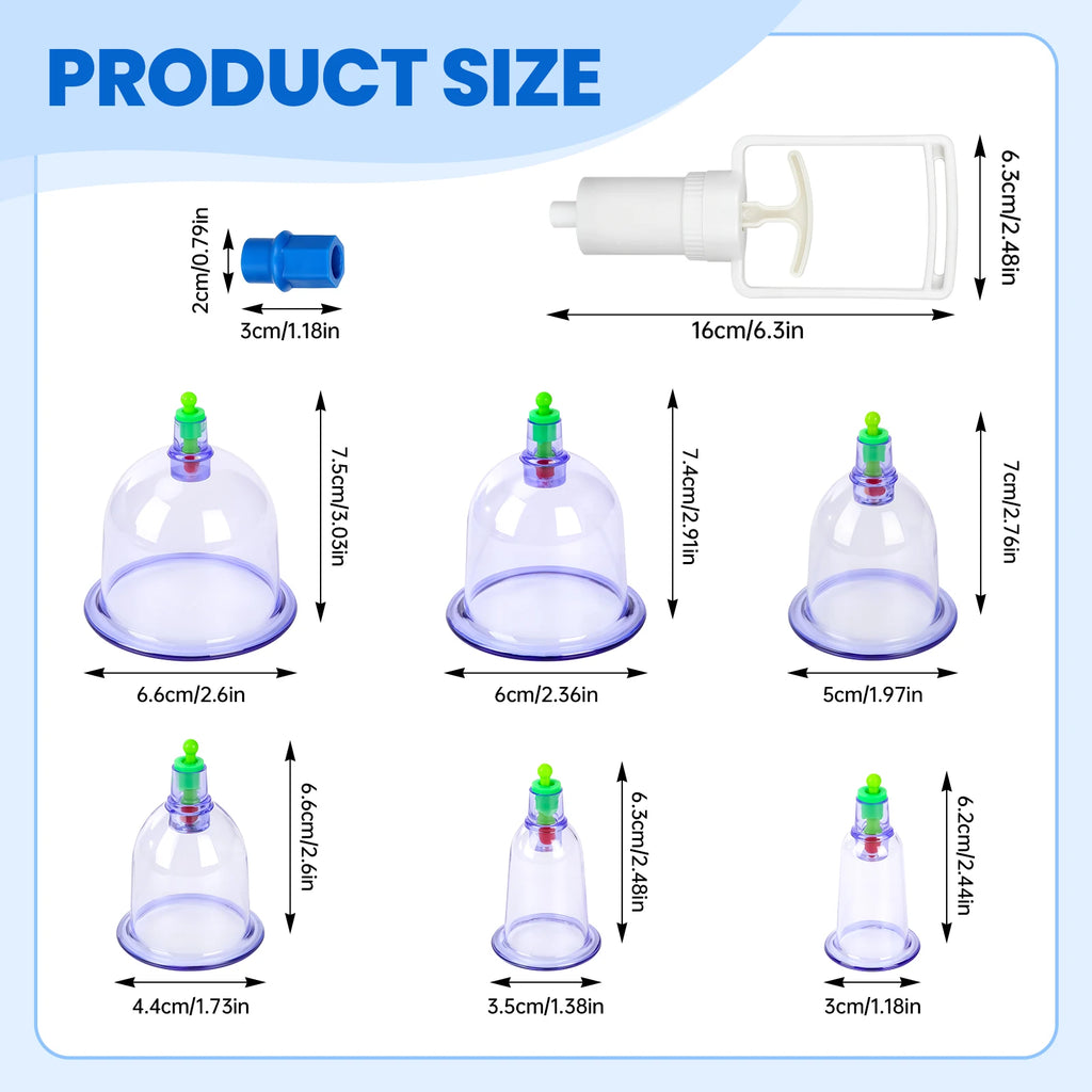 Traditional Chinese Medicine Vacuum Cupping Therapy Set With 6 Cups For Home Body Massage Stimulating Acupoints Meridians Tool