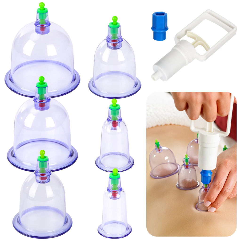 Traditional Chinese Medicine Vacuum Cupping Therapy Set With 6 Cups For Home Body Massage Stimulating Acupoints Meridians Tool