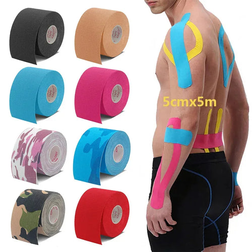 1/6Pcs Sports Waterproof Kinesiology Tape Stickers Athletic Bandage Muscle Recovery Protector Strapping Pain Relief Tennis Gym
