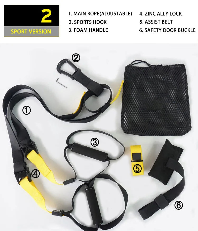 Hanging Training Strap Adjustable Fitness Band Chest Exercise Strap Pull Rope Resistance Band Set Home Gym Exercise Equipment