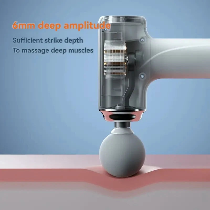 A Portable Electric Fascia Massage Gun, 4 Replaceable Massage Heads, 6-Speed Mode Adjustment, Deep Tissue Impact Muscles